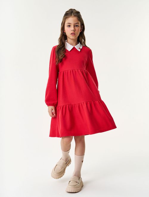 Vestido Com Gola Vermelho Catavento