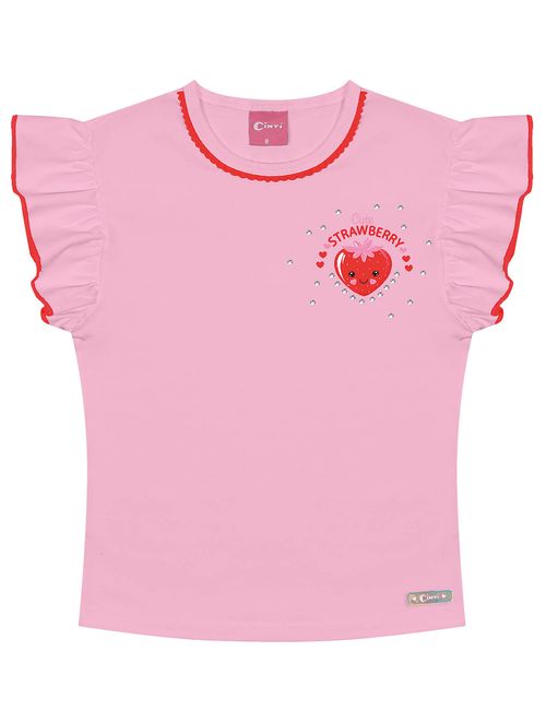 Blusa Infantil Menina Strawberry Rosa Cinti