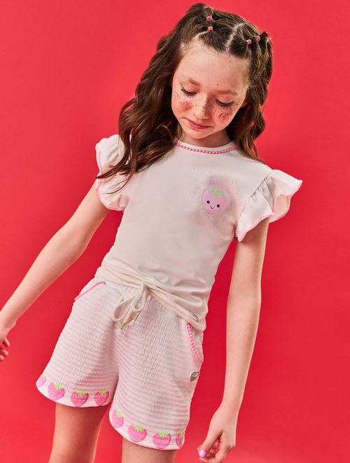 Blusa Infantil Menina Strawberry Rosa Cinti