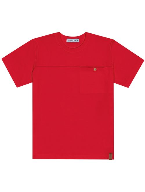 Camiseta Infantil Menino Bolso Vermelho Divertto