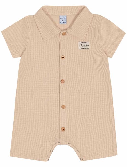 Macacão Bebê Menino Gola Polo Bege Divertto