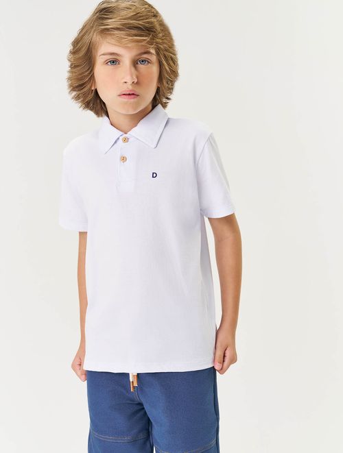 Camisa Polo Infantil Menino Básica Branco Divertto