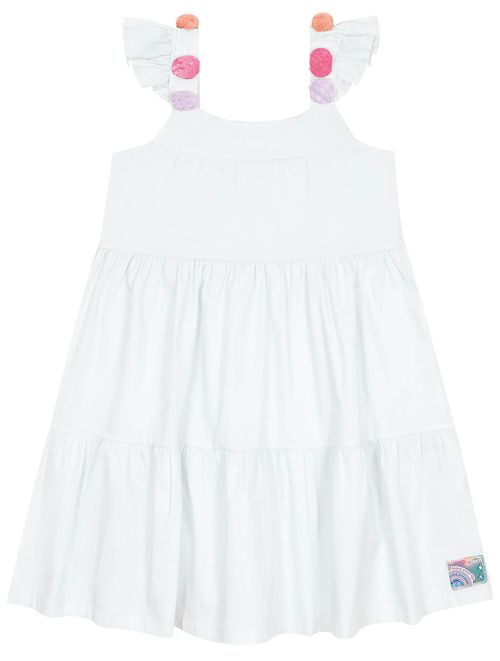 Vestido Infantil Menina Pompom Branco Cinti