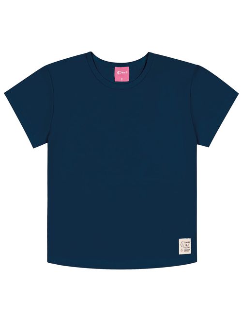 Blusa Básica Infantil Menina Azul Marinho Cinti