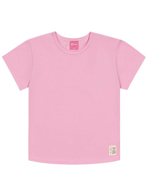 Blusa Básica Infantil Menina Rosa Cinti