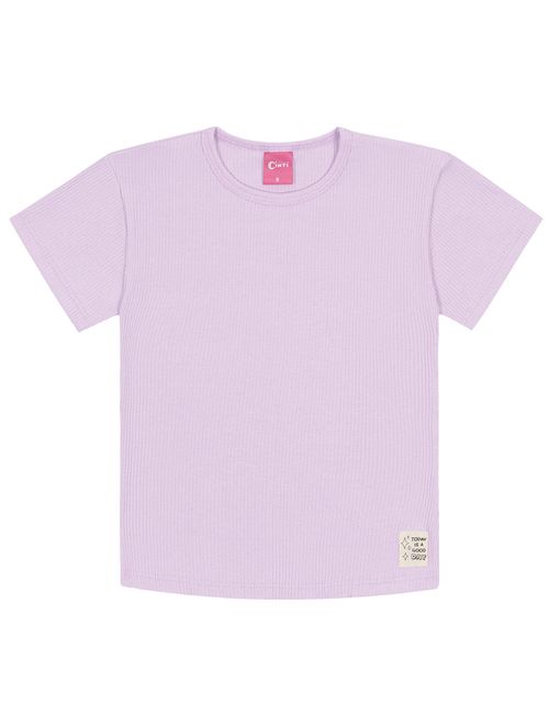 Blusa Básica Infantil Menina Canelado Lilás Cinti