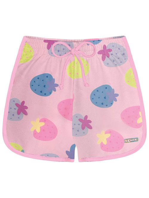 Short Infantil Menina Total Print Morango Rosa Cinti