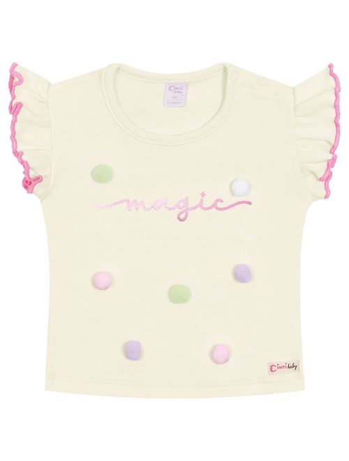 Blusa Bebê Menina Magic Com Pompom Natural Cinti