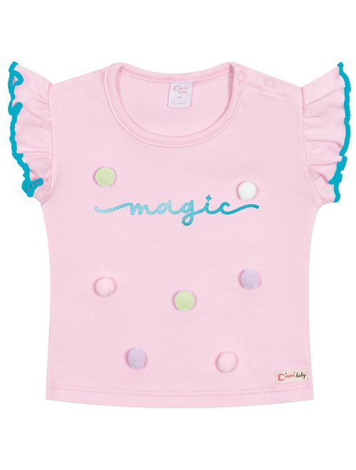 Blusa Bebê Menina Magic Com Pompom Rosa Cinti