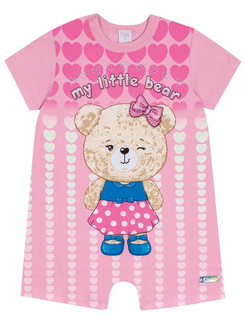 Macacão Bebê Menina Ursinha Rosa Cinti