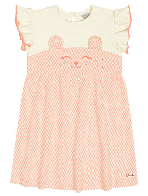 Vestido Bebê Menina Quadriculado Laranja Neon Cinti