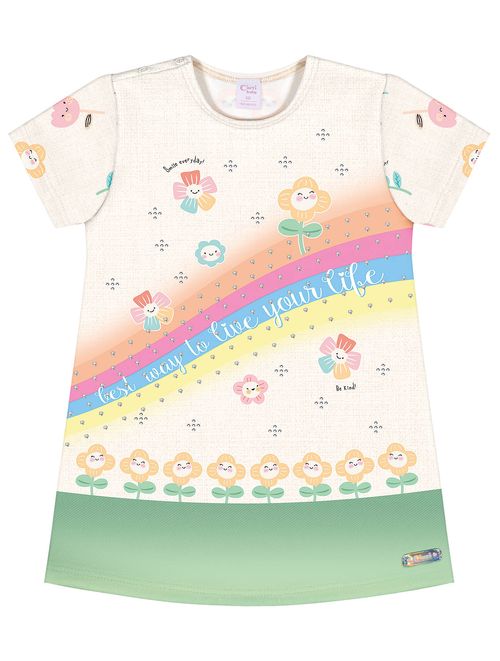 Vestido Bebê Menina Arco-Íris Natural Cinti