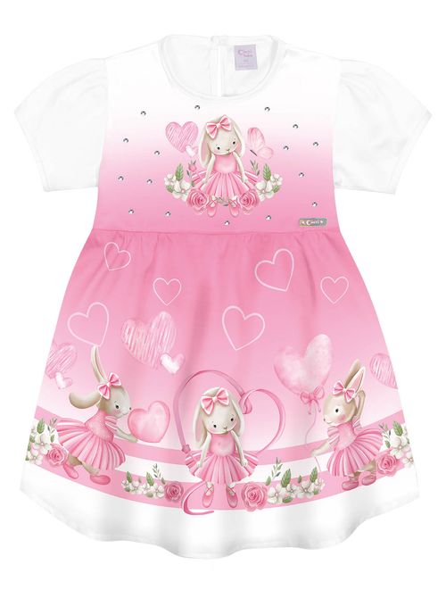 Vestido Bebê Menina Coelhinha Rosa Cinti