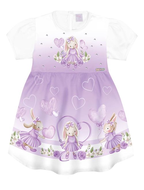 Vestido Bebê Menina Coelhinha Lilás Cinti