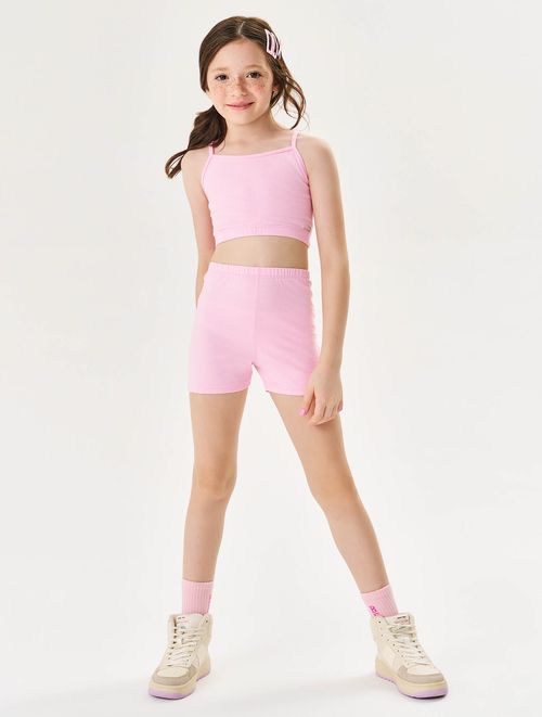 Short Básico Infantil Menina Cotton Rosa Cinti