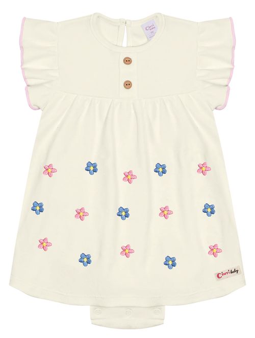 Vestido Body Bebê Menina Flores Natural Cinti