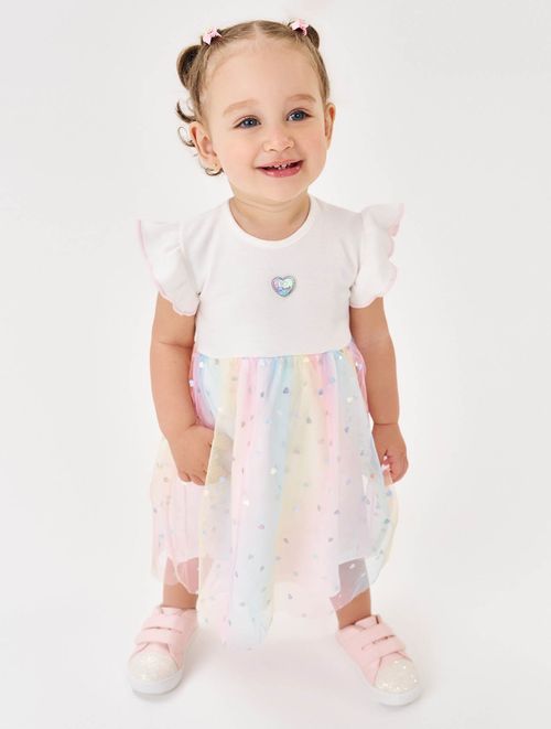 Vestido Bebê Menina Com Tule Natural Cinti