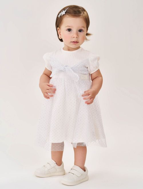 Vestido Bebê Menina Em Tule Natural Cinti