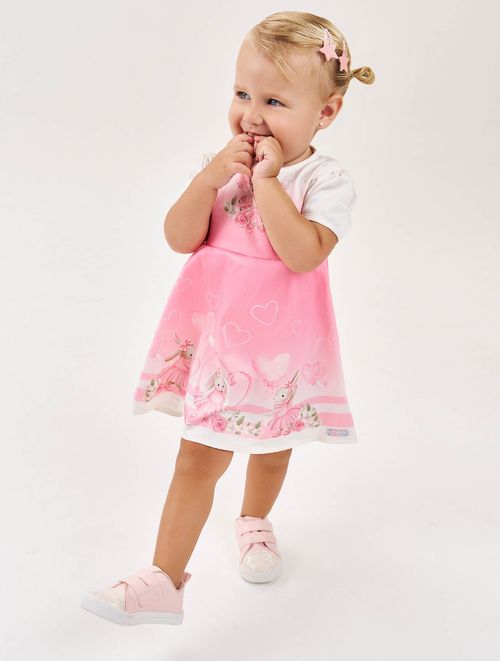 Vestido Bebê Menina Coelhinha Rosa Cinti