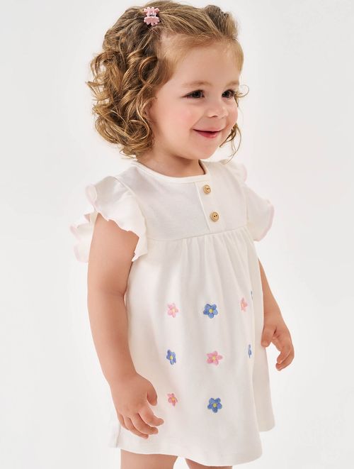 Vestido Body Bebê Menina Flores Natural Cinti