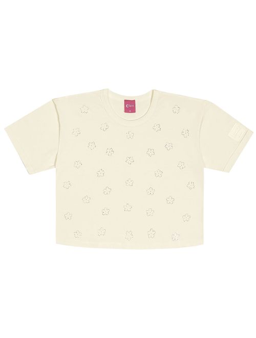 Blusa Boxy Infantil Menina Com Strass Natural Cinti