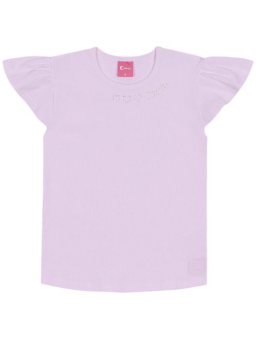 Blusa Infantil Menina Com Strass No Decote Lilás Cinti