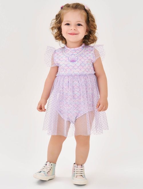 Fantasia Sereia Bebê Menina Vestido Body Lilás Cinti