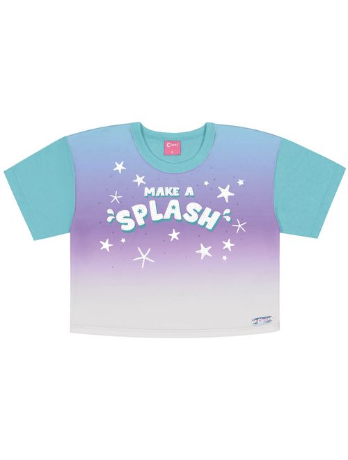Blusa Cropped Infantil Menina Make A Splash Azul Cinti