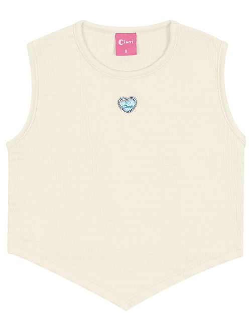 Blusa Cropped Infantil Menina Coração Natural Cinti