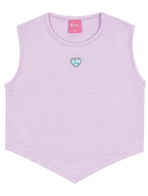 Blusa Cropped Infantil Menina Coração Lilás Cinti