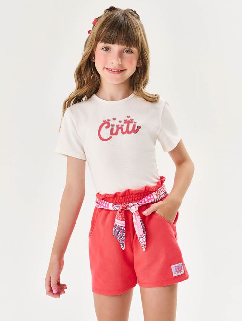 Blusa Infantil Menina Corações Natural Cinti