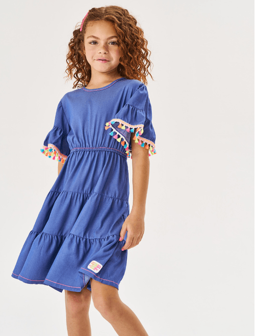 Vestido Infantil Menina Azul Jeans Médio Cinti