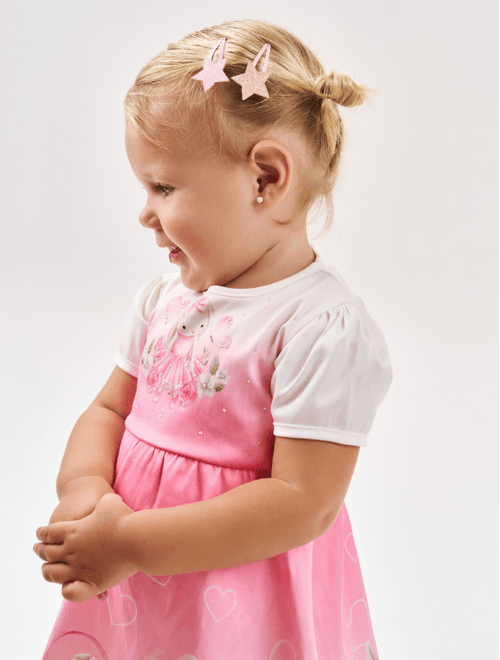 Vestido Bebê Menina Coelhinha Rosa Cinti