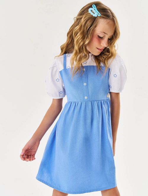 Vestido Infantil Menina Estrelas Azul Cinti