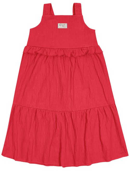 Vestido Midi Infantil Menina Vermelho Cinti