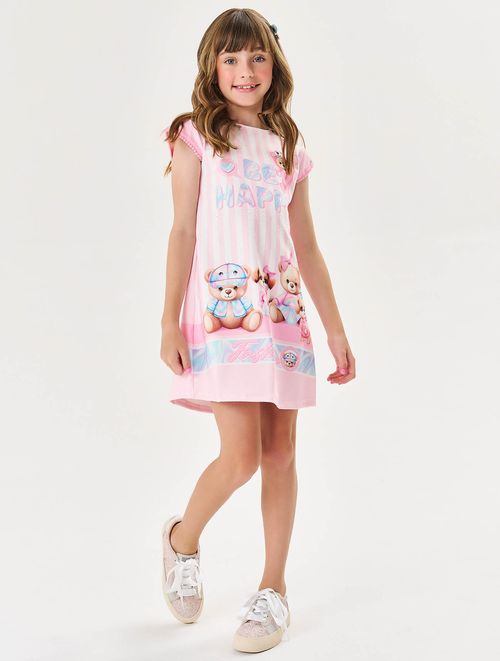 Vestido Infantil Menina Be Happy Rosa Cinti