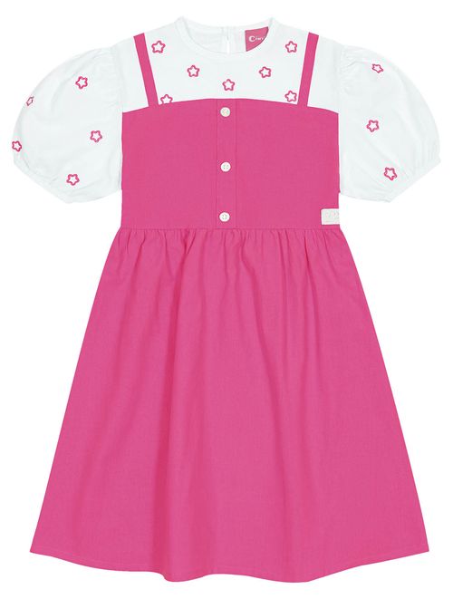 Vestido Infantil Menina Estrelas Rosa Cinti