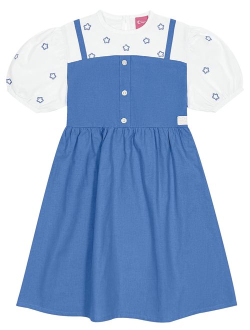 Vestido Infantil Menina Estrelas Azul Cinti