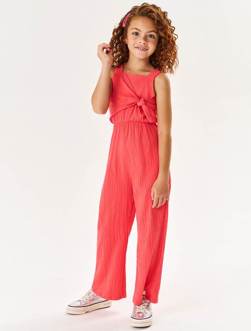 Macacão Wide Leg Infantil Menina Com Laço Vermelho Cinti