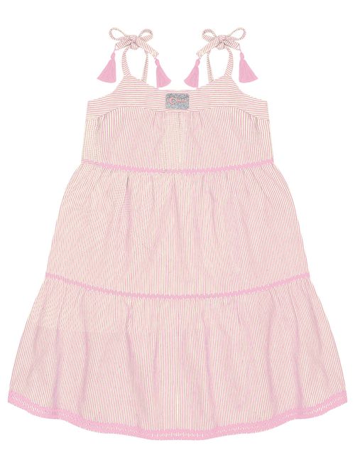 Vestido Infantil Menina Listrada Rosa Cinti