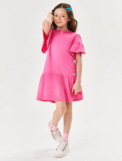 Vestido Infantil Menina Estampa Costas Rosa Cinti