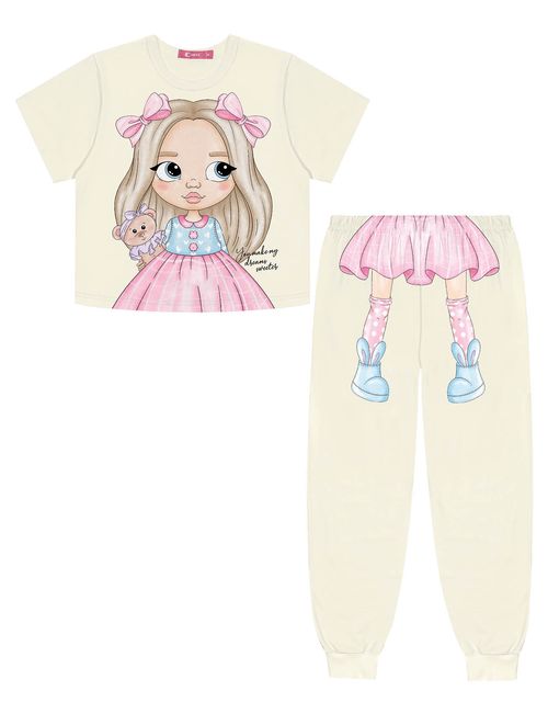 Pijama Infantil Menina Blusa E Calça Boneca Natural Cinti