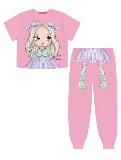 Pijama Infantil Menina Blusa E Calça Boneca Rosa Cinti