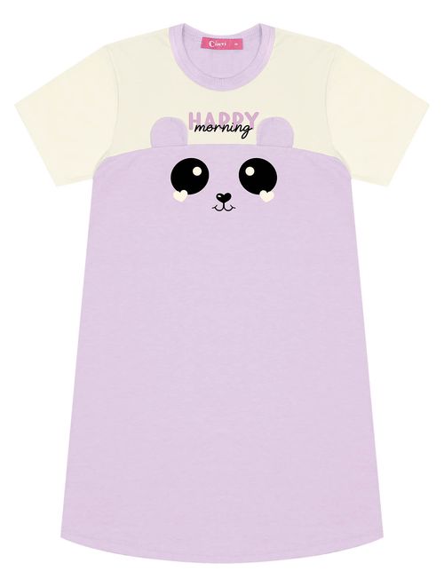 Pijama Infantil Menina Camisola E Máscara Happy Morning Lilás Cinti