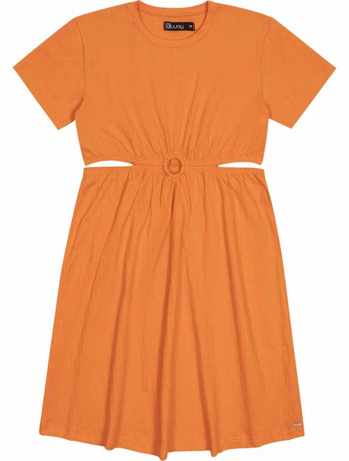 Vestido Teen Feminino Com Abertura Laranja Dway