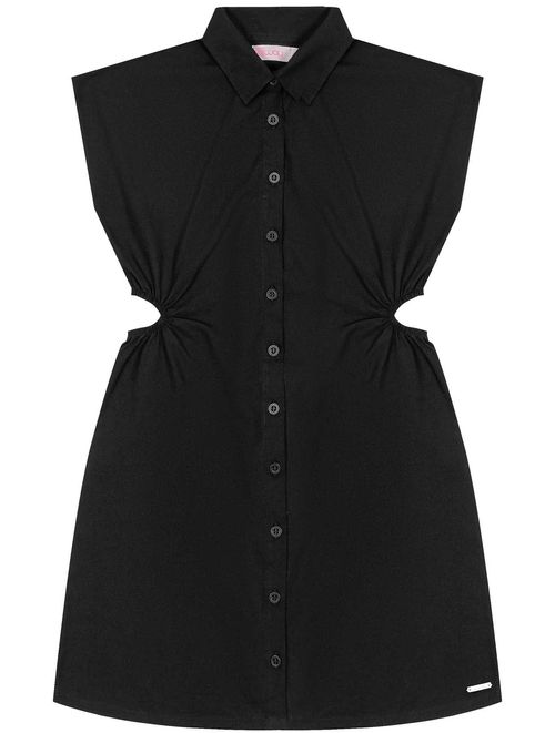 Vestido Teen Feminino Com Abertura Preto Dway