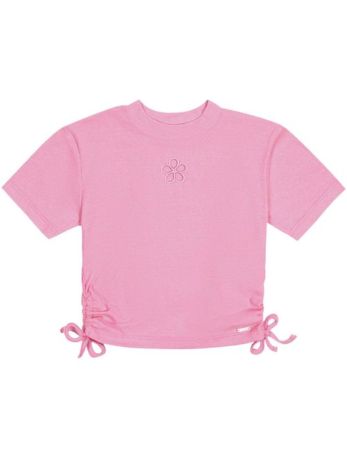 Blusa Teen Feminino Com Bordado Vazado Rosa Dway