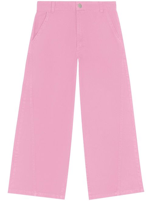 Calça Wide Leg Teen Feminino Sarja Rosa Dway