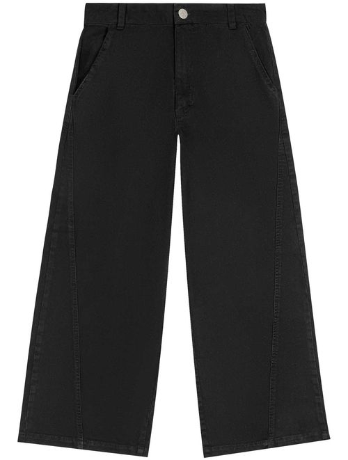 Calça Wide Leg Teen Feminino Sarja Preto Dway