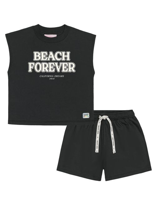 Conjunto Teen Feminino Blusa Muscle E Short Chumbo Dway